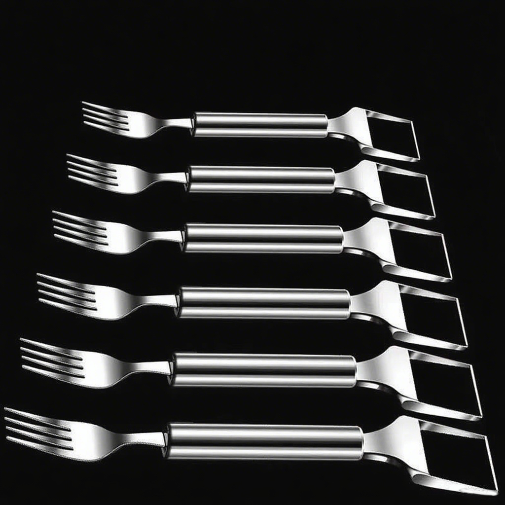 2-in-1 Watermelon Slicer & Fork β Stainless Steel Fruit Cutter Tool for Watermelon, Portable for Camping, Picnics, Home, Parties β Effortless Cubes & No Mess