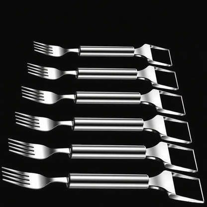 2-in-1 Watermelon Slicer & Fork – Stainless Steel Fruit Cutter Tool for Watermelon, Portable for Camping, Picnics, Home, Parties – Effortless Cubes & No Mess